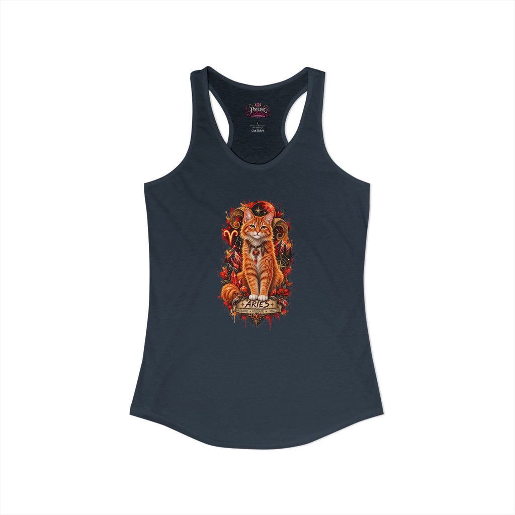 Aries Orange Tabby Cat Zodiac Tank- Celestial Astrology Cat Lover Tank