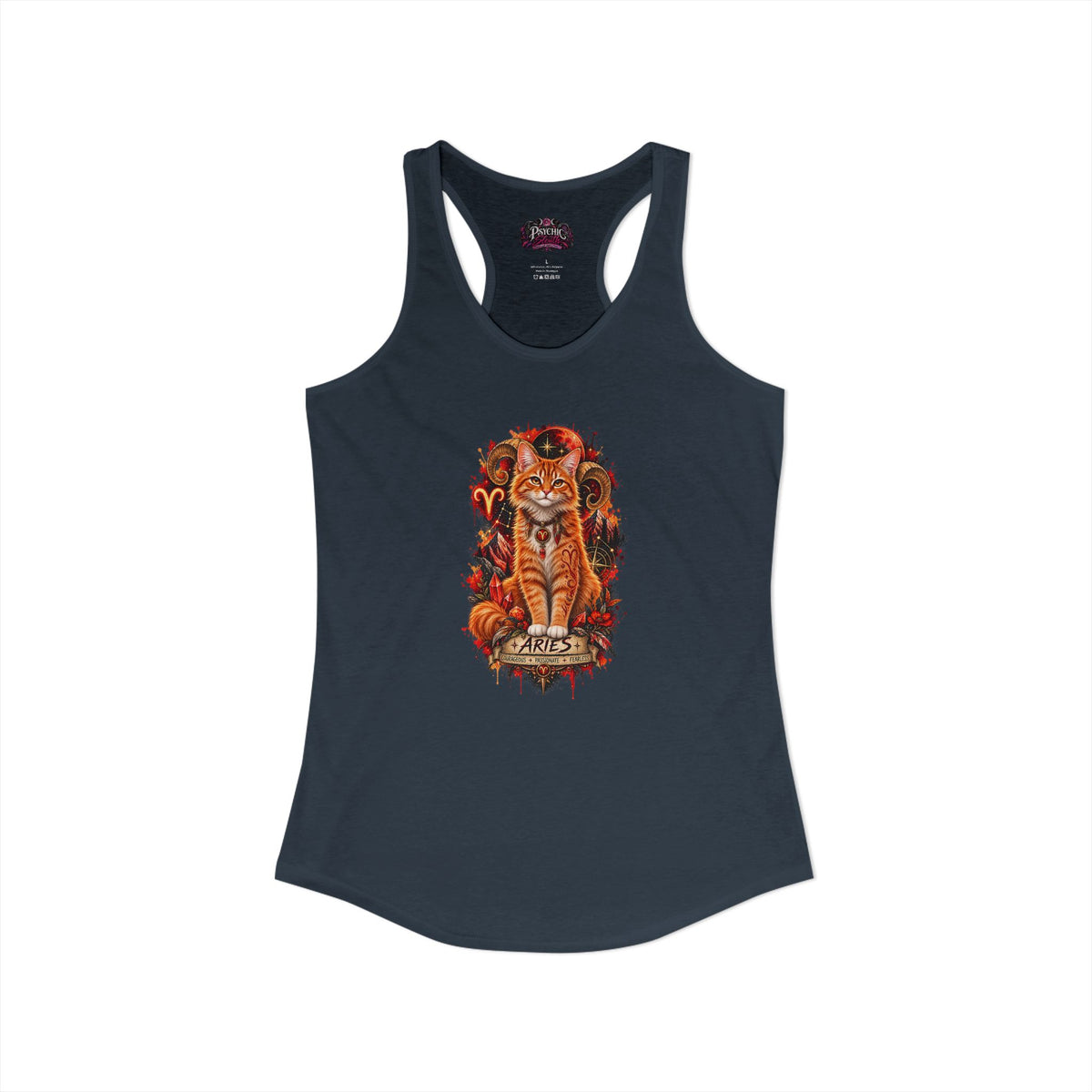 Aries Orange Tabby Cat Zodiac Tank- Celestial Astrology Cat Lover Tank