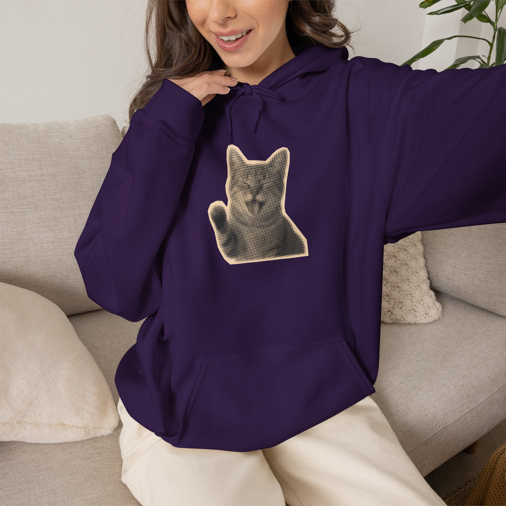 Laughing Meme Cat Hoodie – Adorable Grey Kitten Graphic Sweatshirt