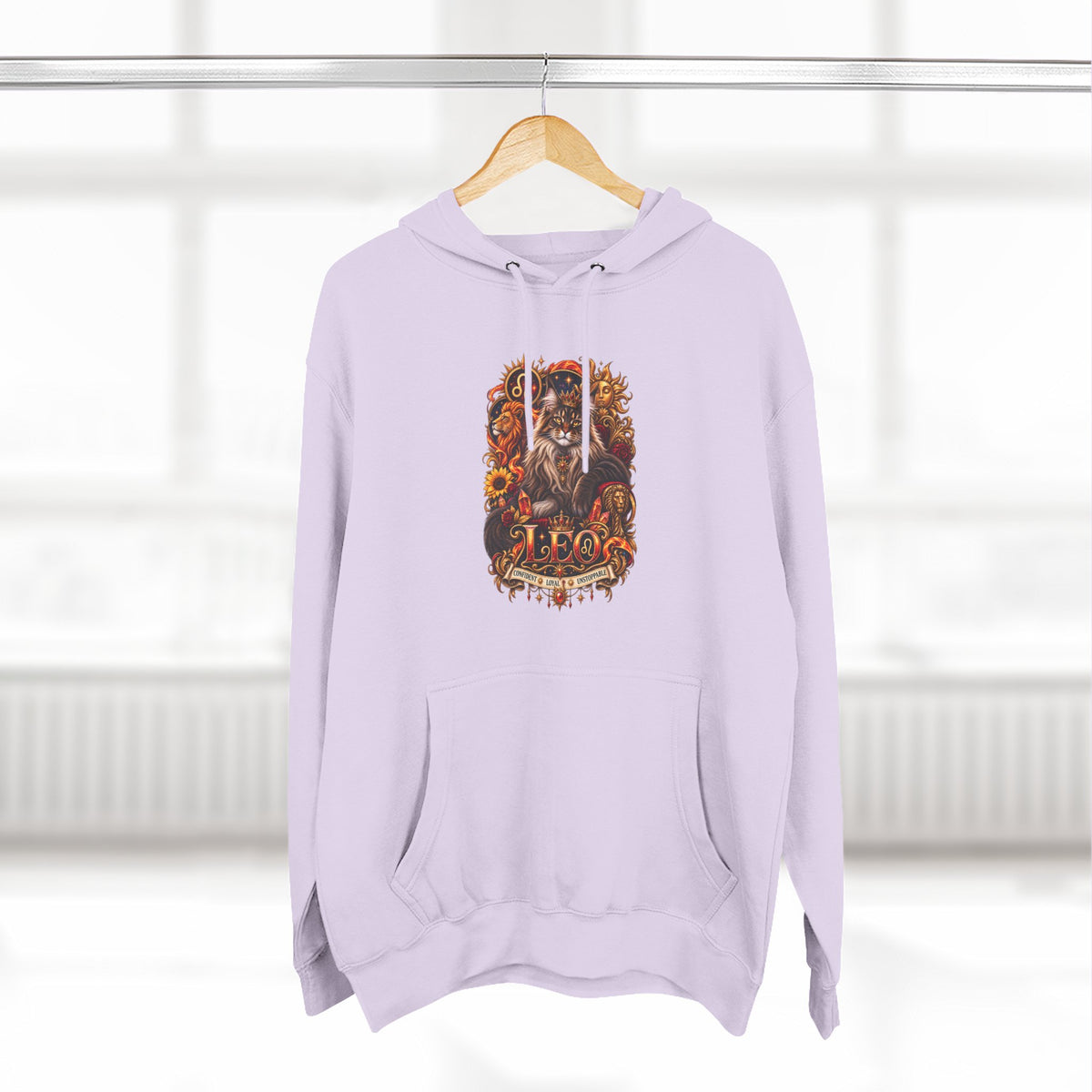 Leo Maine Coon Zodiac Hoodie — Mystical Celestial Cat Astrology Design