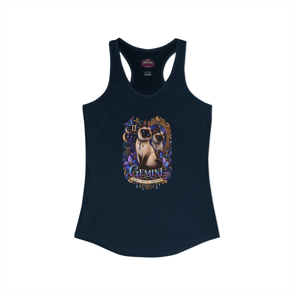 Gemini Siamese Cat Zodiac Tank- Celestial Astrology Cat Lover Tank