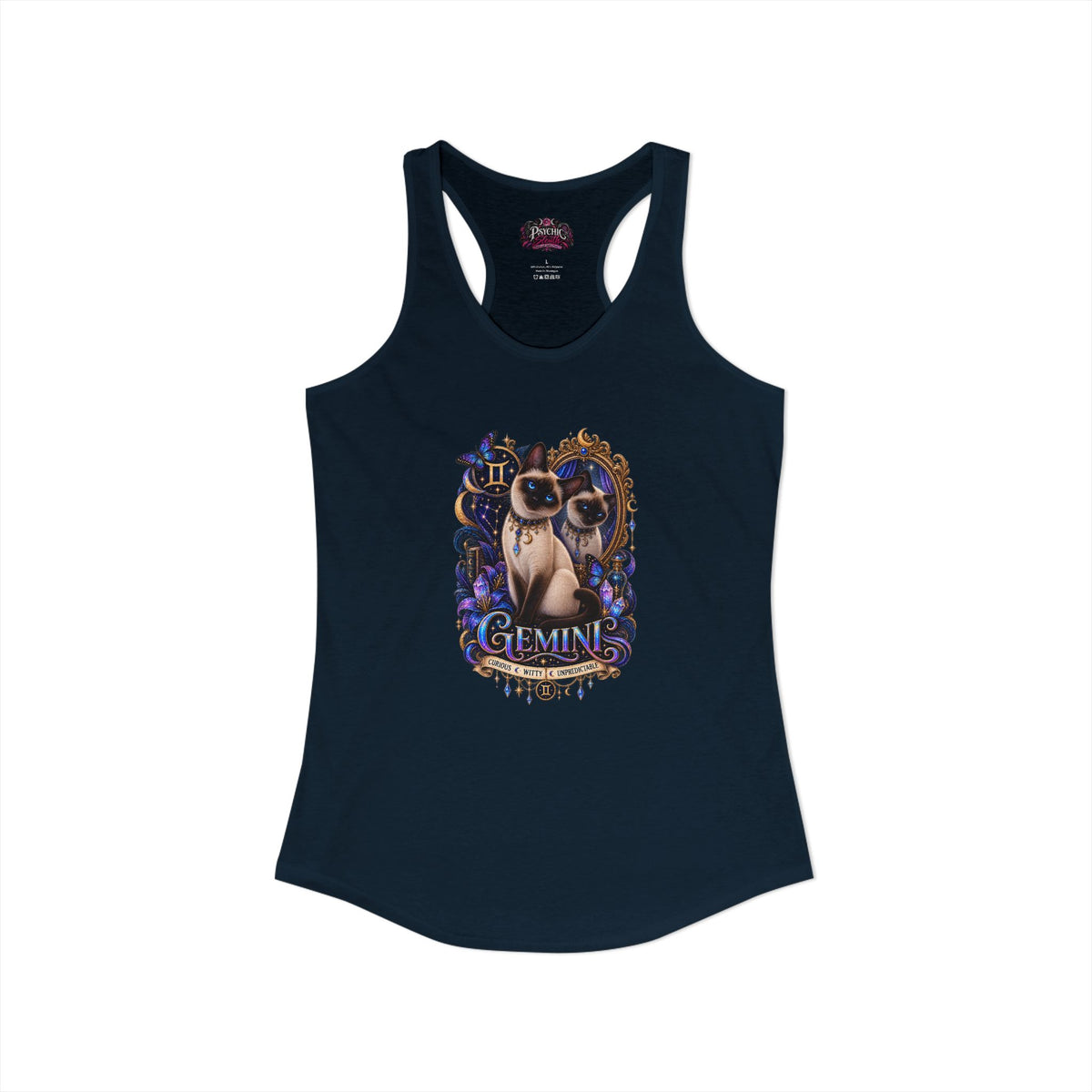Gemini Siamese Cat Zodiac Tank- Celestial Astrology Cat Lover Tank