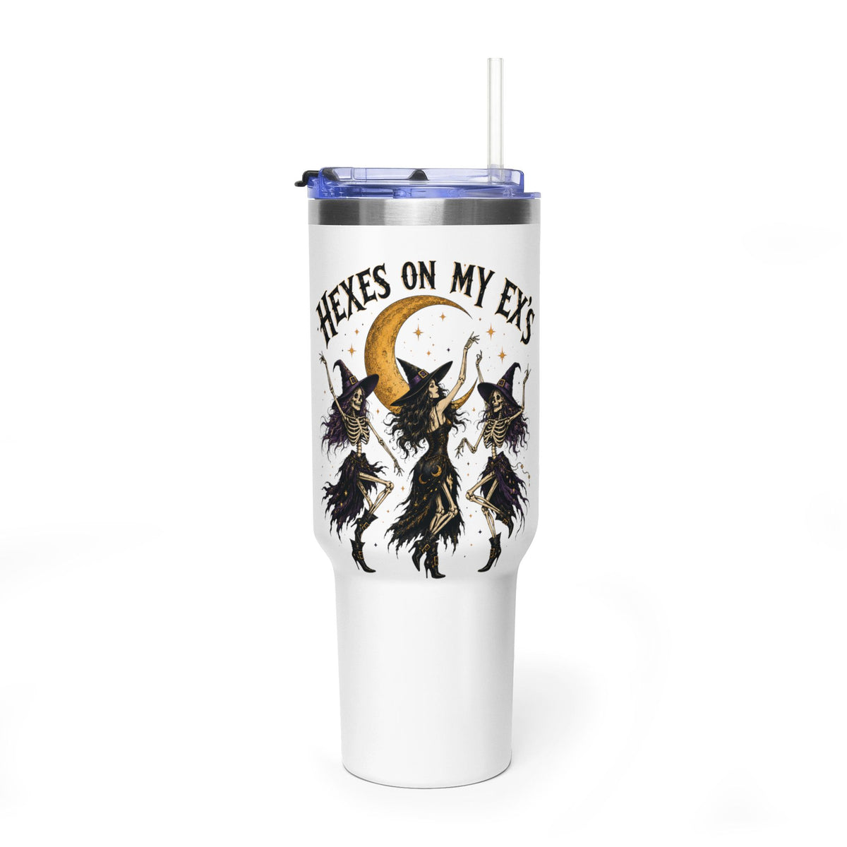 Hexes On My Exs 40oz Tumbler — Witch Moon Vacuum Insulated Travel Mug