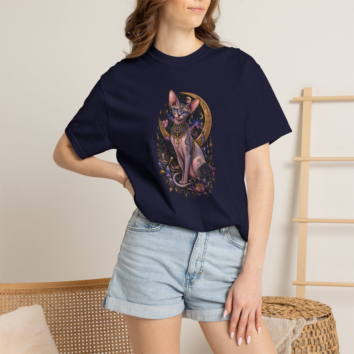 Egyptian Sphynx Moon cat Graphic T-Shirt