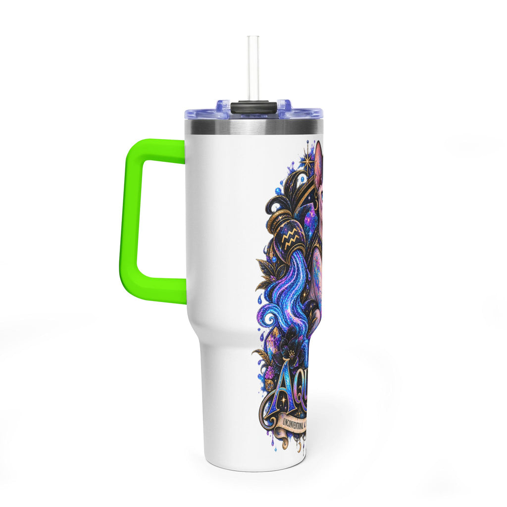 40oz Aquarius Zodiac Tumbler — Sphynx Cat Astrology Vacuum Thermal Cup
