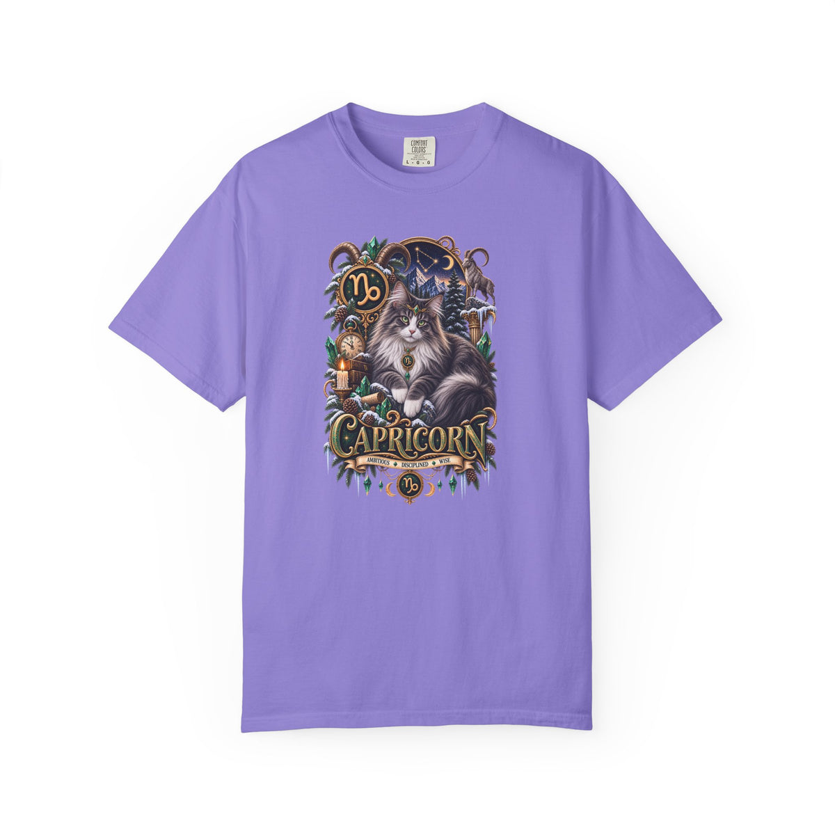 Capricorn Zodiac Norwegian Mountain Cat T-Shirt — Astrological Horoscope Tee