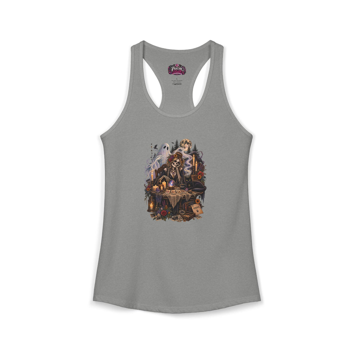 Ghost, Skeleton and Black Cat Read Tarot Cards Tank