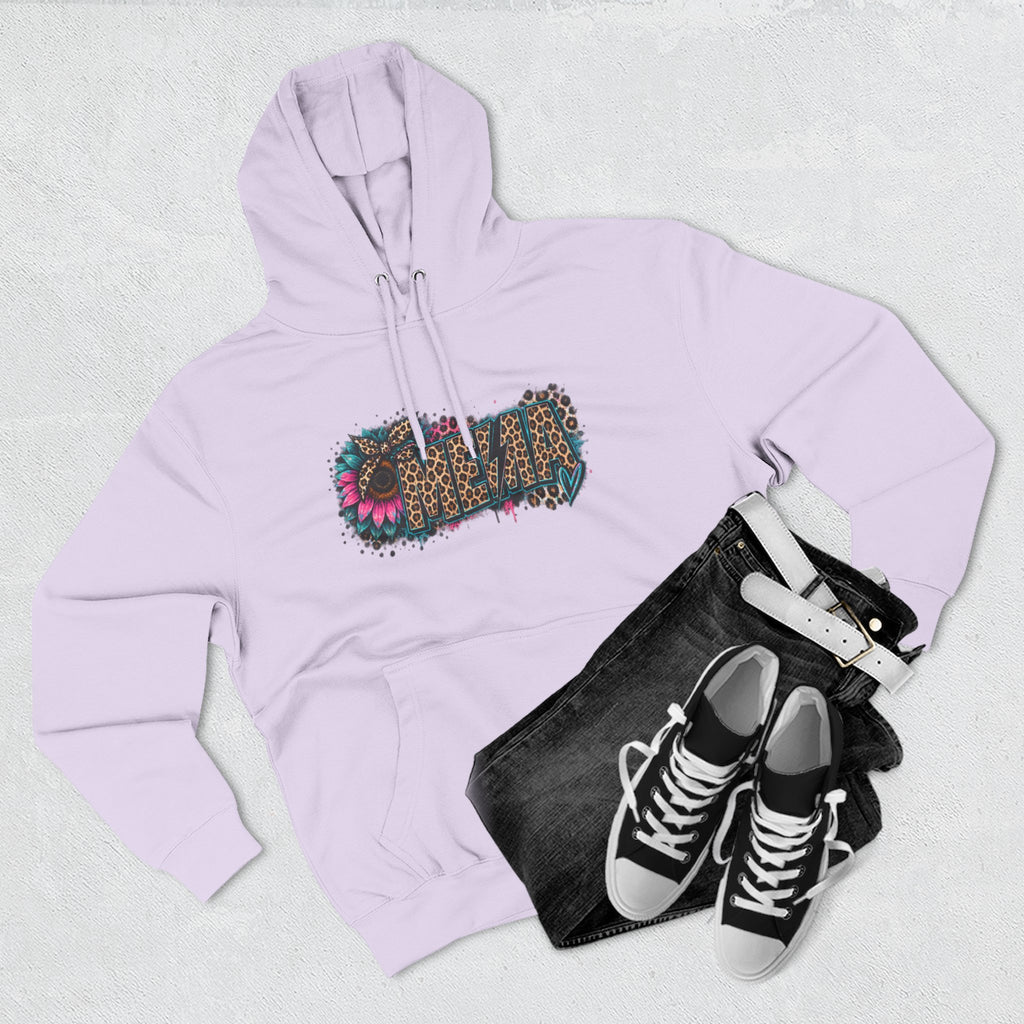 MEMA Leopard Floral Heat Hoodie — Cozy Fleece Pullover with Leopard & Flowers Design