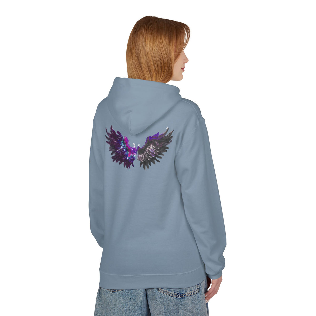 Free Spirit Hoodie — Purple Galaxy Wing Graphic Pullover