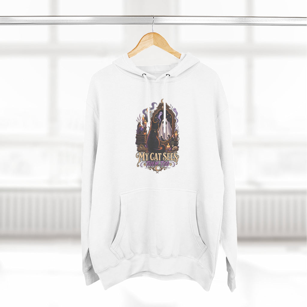 My Cat Sees Them Too- Black Cat Ghost Hoodie