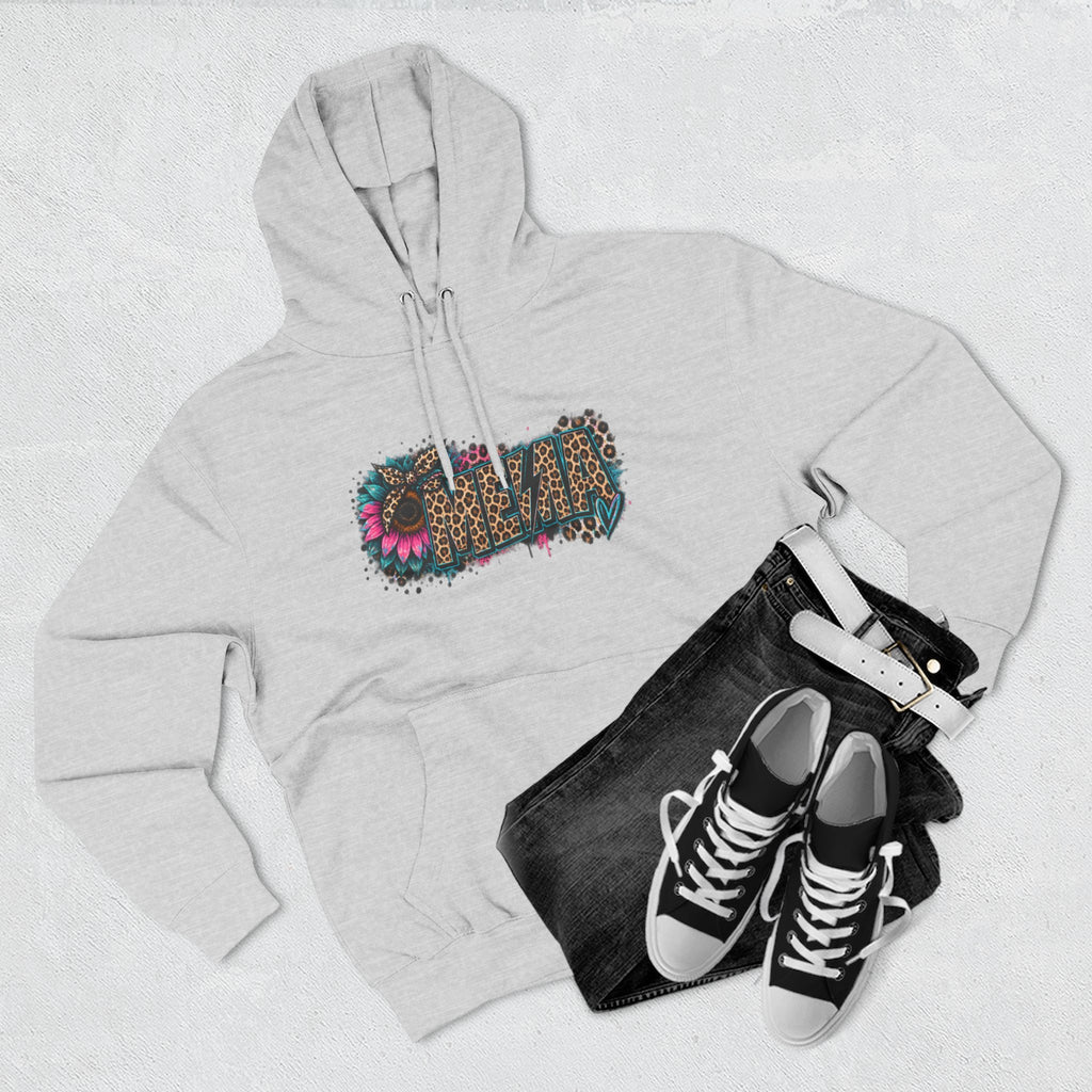 MEMA Leopard Floral Heat Hoodie — Cozy Fleece Pullover with Leopard & Flowers Design