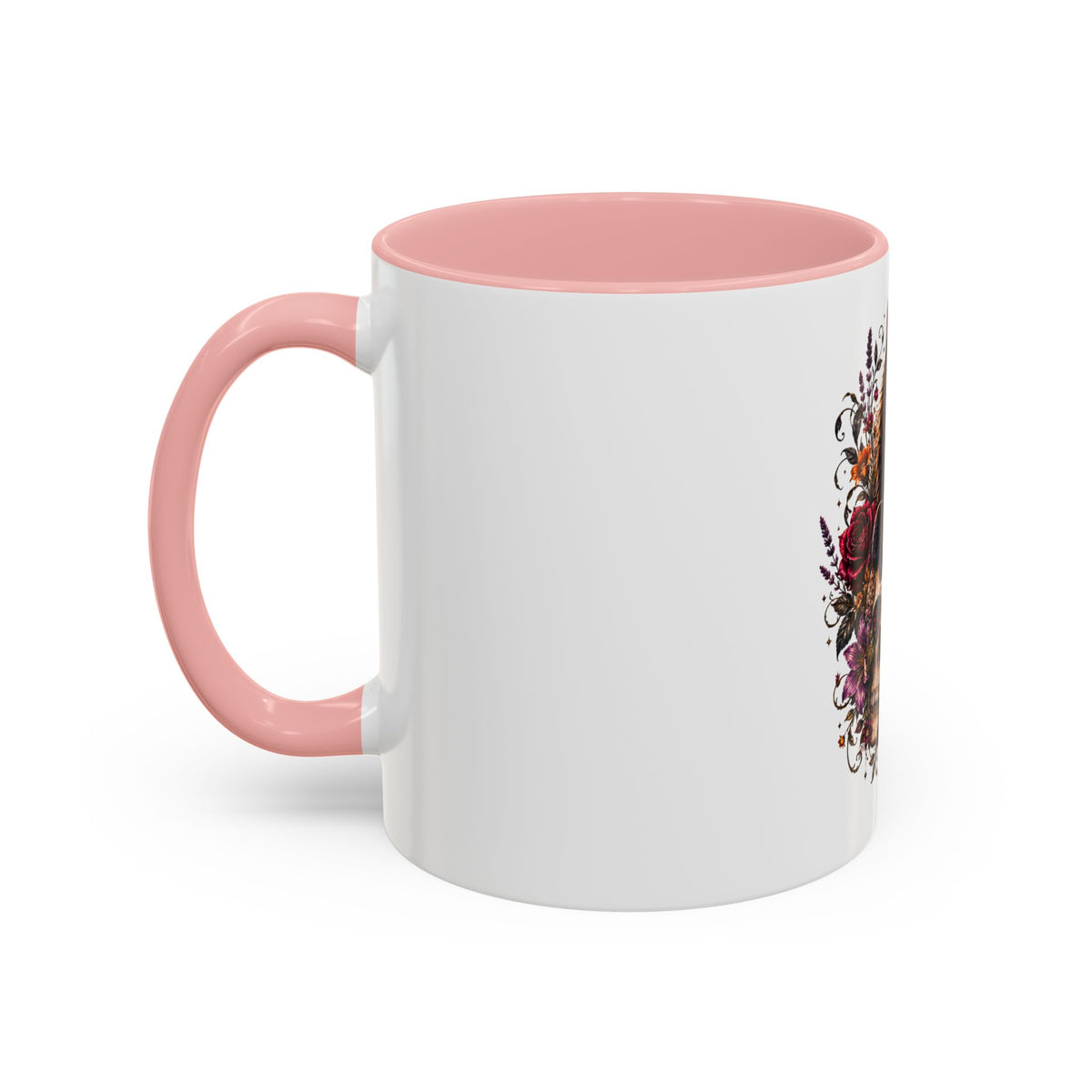 Cat & Skull Accent Coffee Mug — Gothic Black Cat Art Coffee Cup (11/15oz)