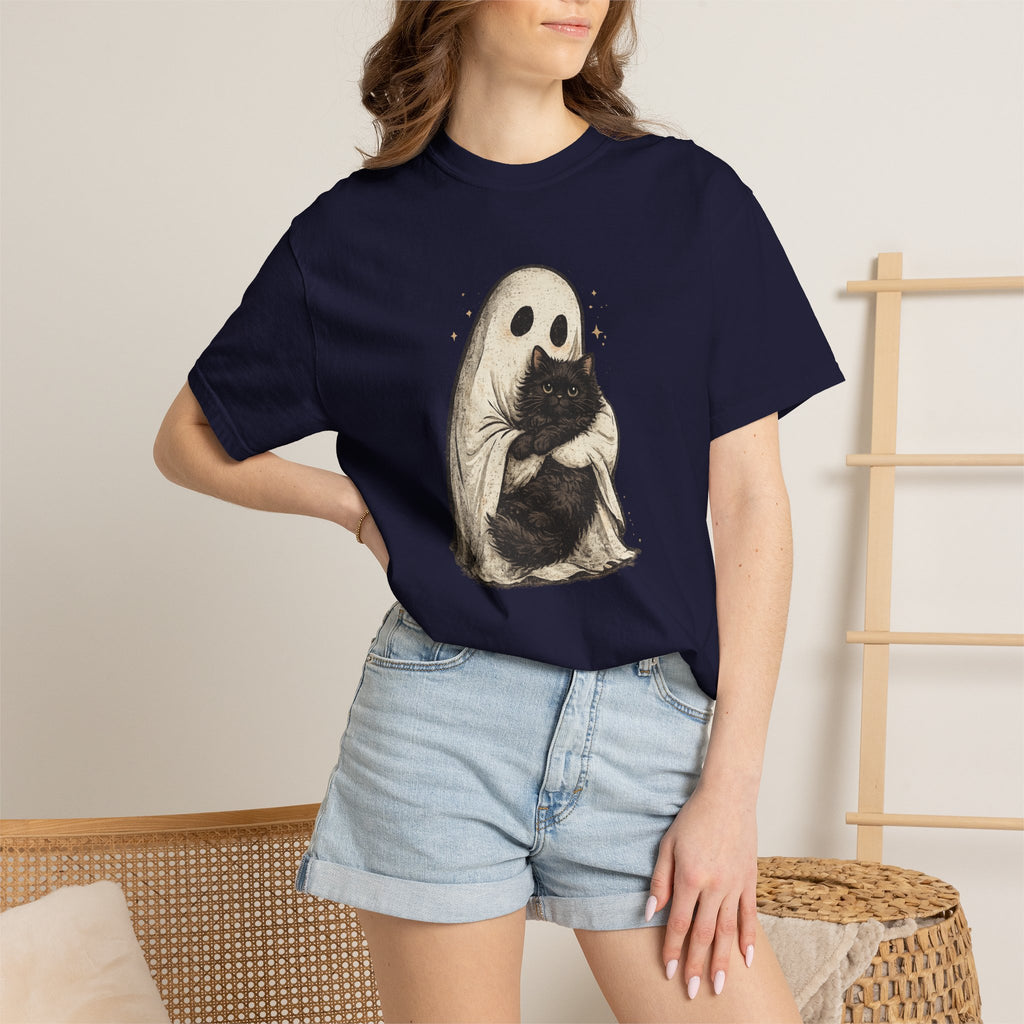 Ghost Hug T-Shirt — Cute Ghost Holding Cat Graphic Tee