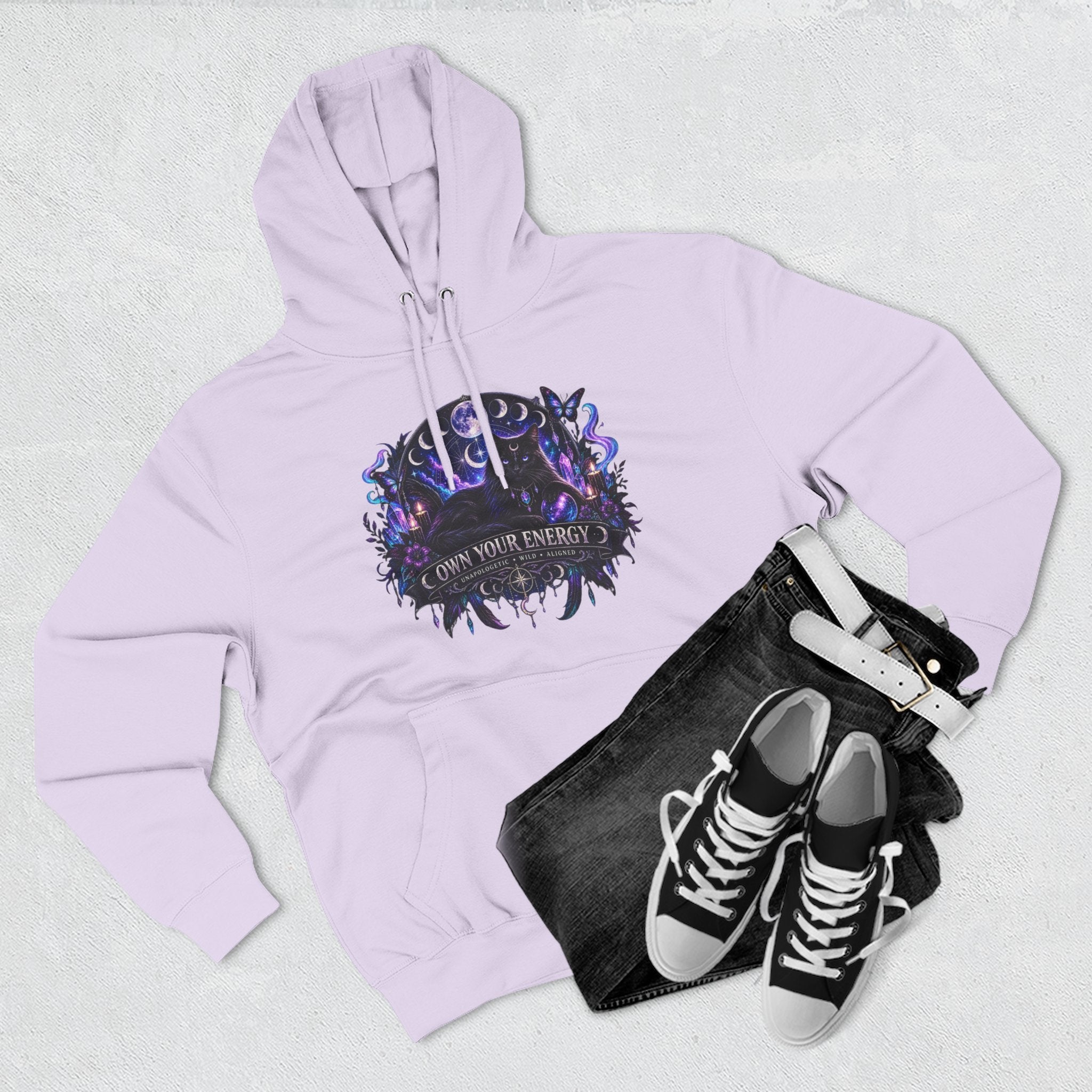 Mystical Black Cat Fleece Hoodie