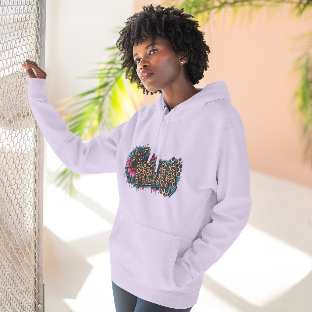 MEMA Leopard Floral Heat Hoodie — Cozy Fleece Pullover with Leopard & Flowers Design