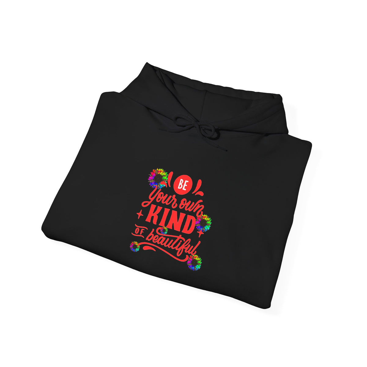 Inspirational Floral Hoodie – "Your Smile is Kind & Beautiful" Rainbow Sunflower Cozy Pullover