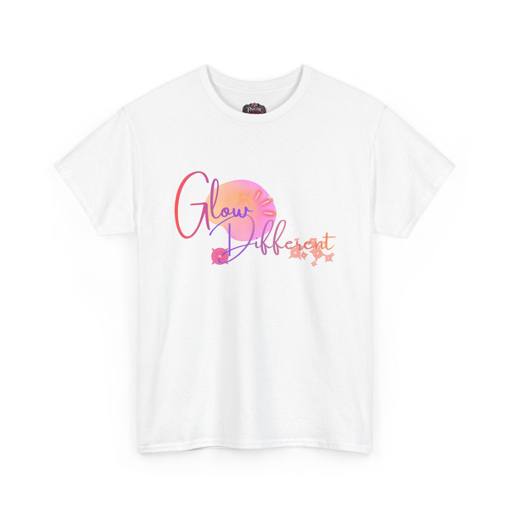 Glow Different Tee — Inspirational Pastel Script Graphic T-Shirt