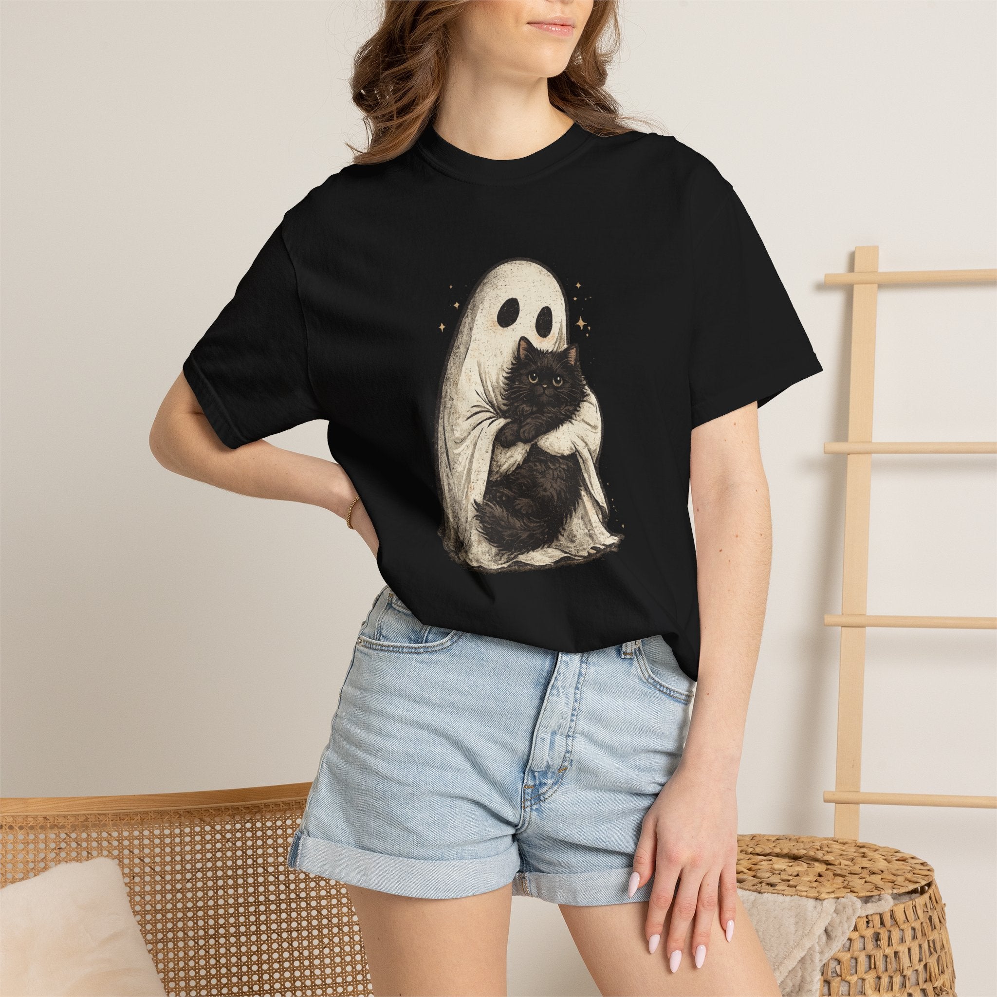 Ghost Hug T-Shirt — Cute Ghost Holding Cat Graphic Tee