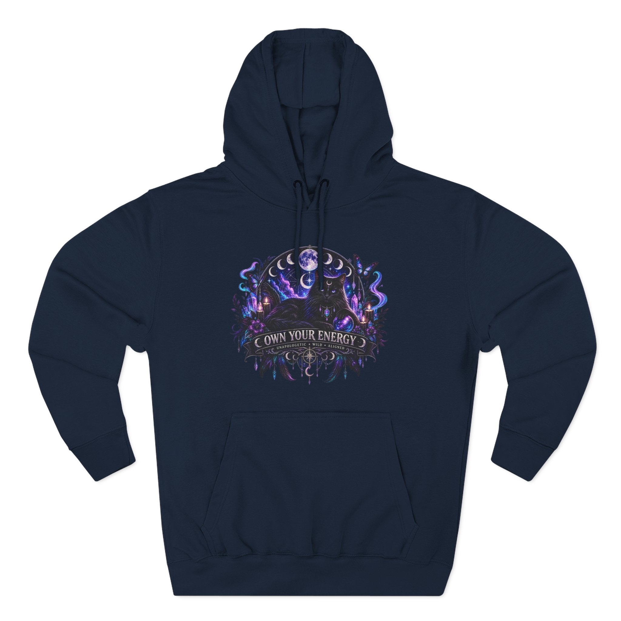 Mystical Black Cat Fleece Hoodie
