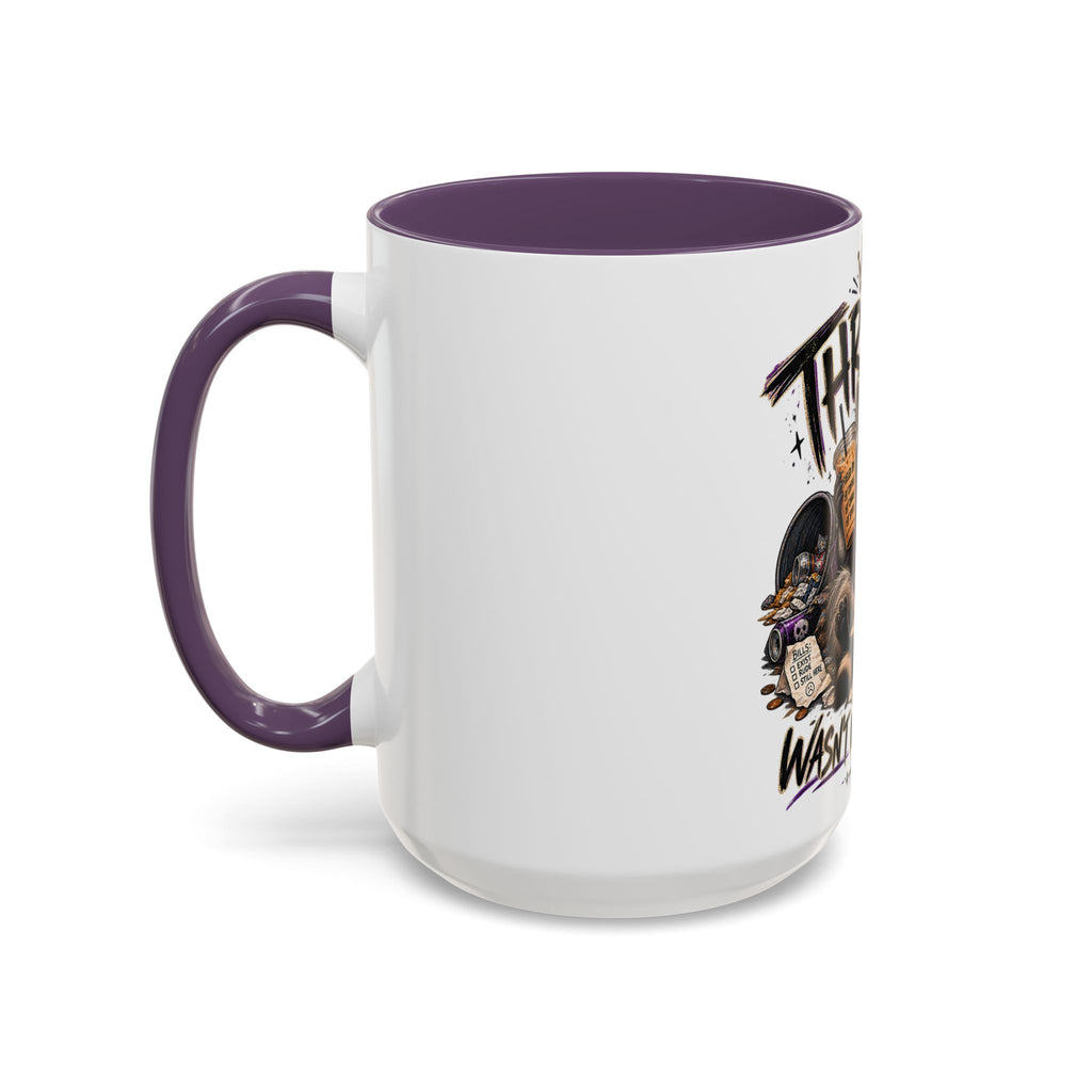 Thriving Raccoon Accent Coffee Mug — "Thriving Wasn't in the Budget" Funny Gift