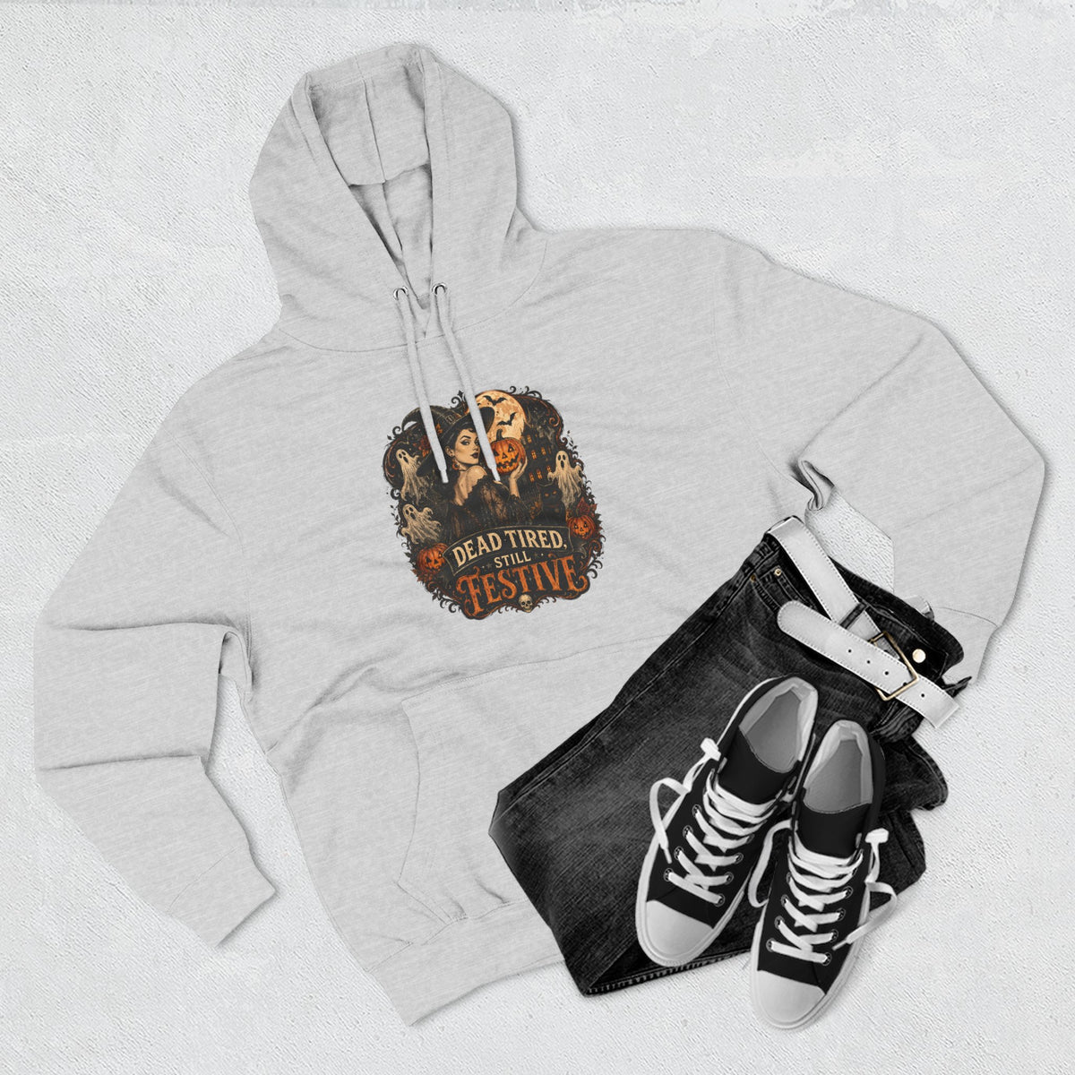 Dead Tired but Festive Hoodie — Funny Halloween Pullover