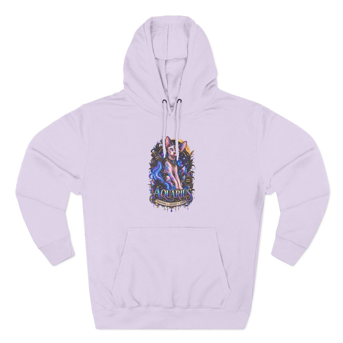 Aquarius Sphynx Cat Zodiac Hoodie- Celestial Astrology Cat Lover Sweatshirt