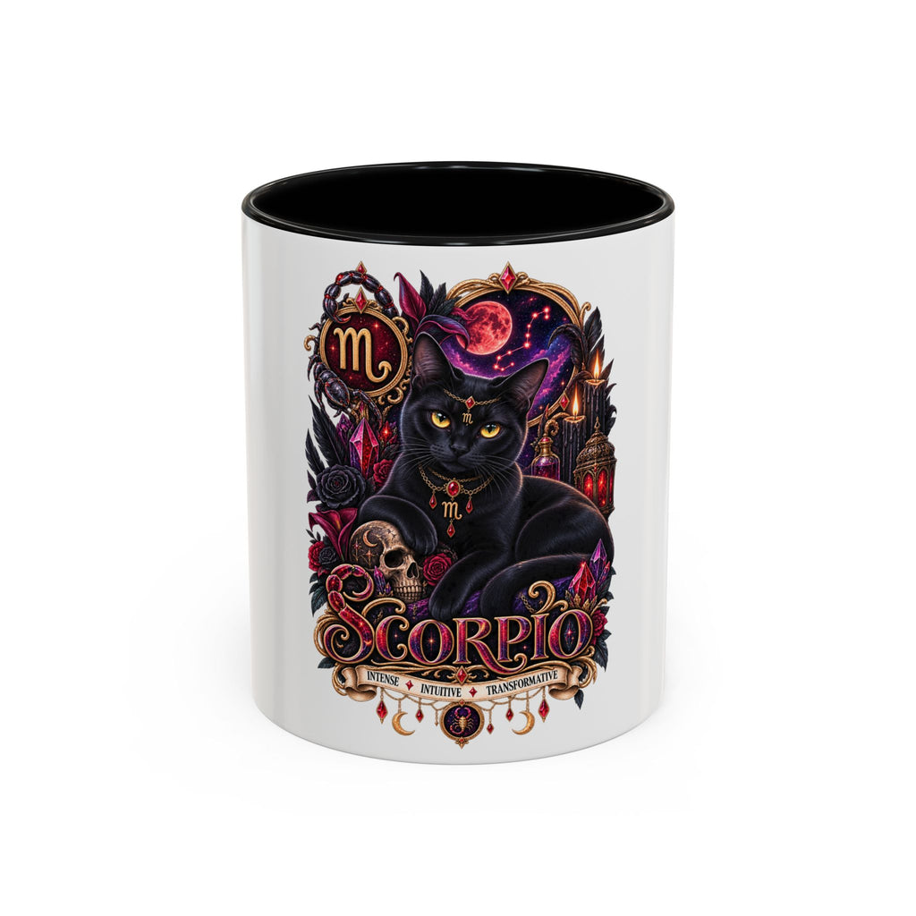 Scorpio Zodiac Black Cat Accent Coffee Mug – Astrology Gift (11oz & 15oz)