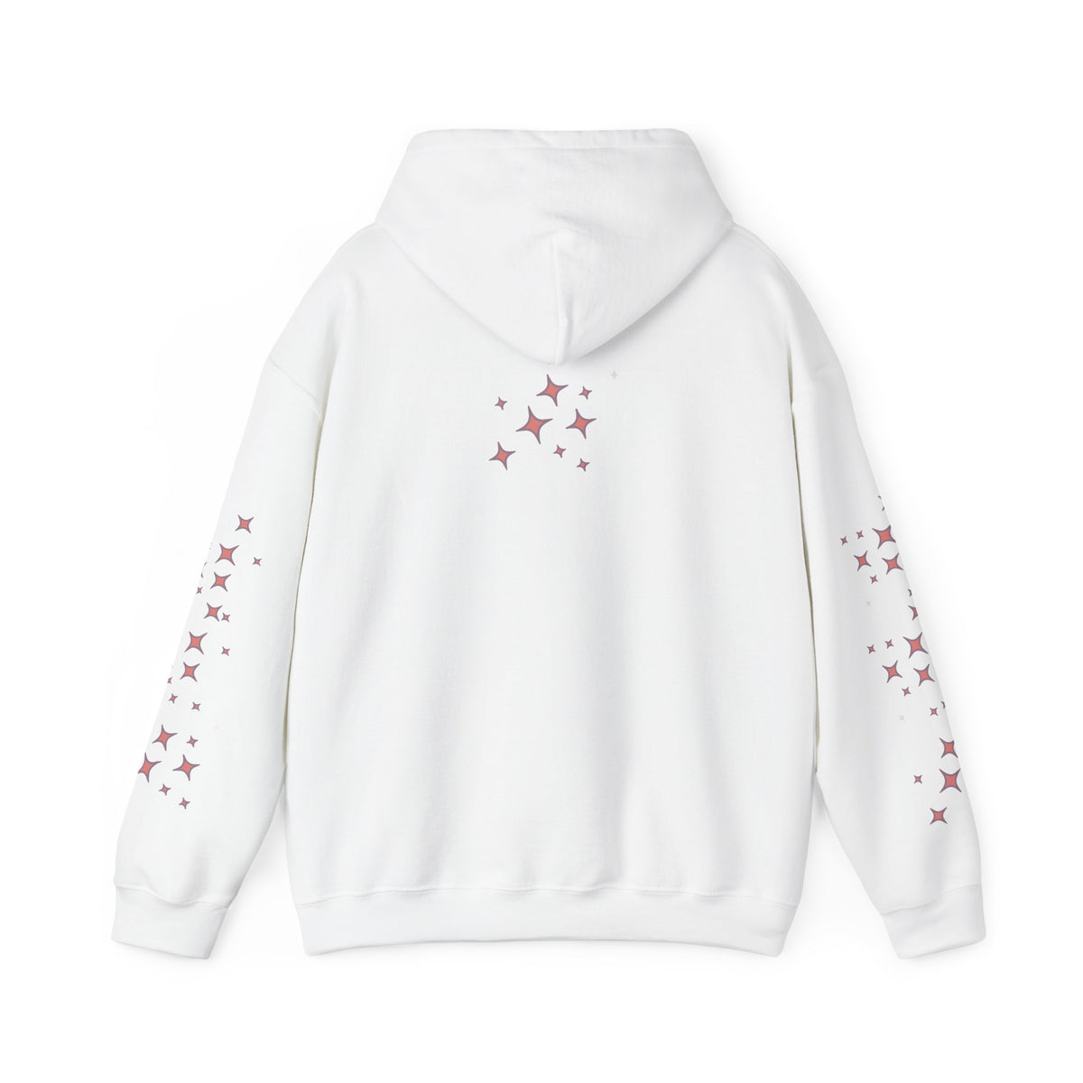Queen Energy Hoodie — Feminine Crown Graphic Pullover with Star Sleeve Accents