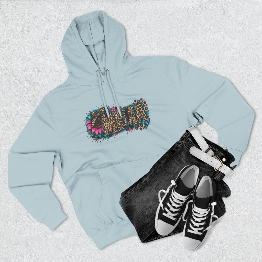 MEMA Leopard Floral Heat Hoodie — Cozy Fleece Pullover with Leopard & Flowers Design