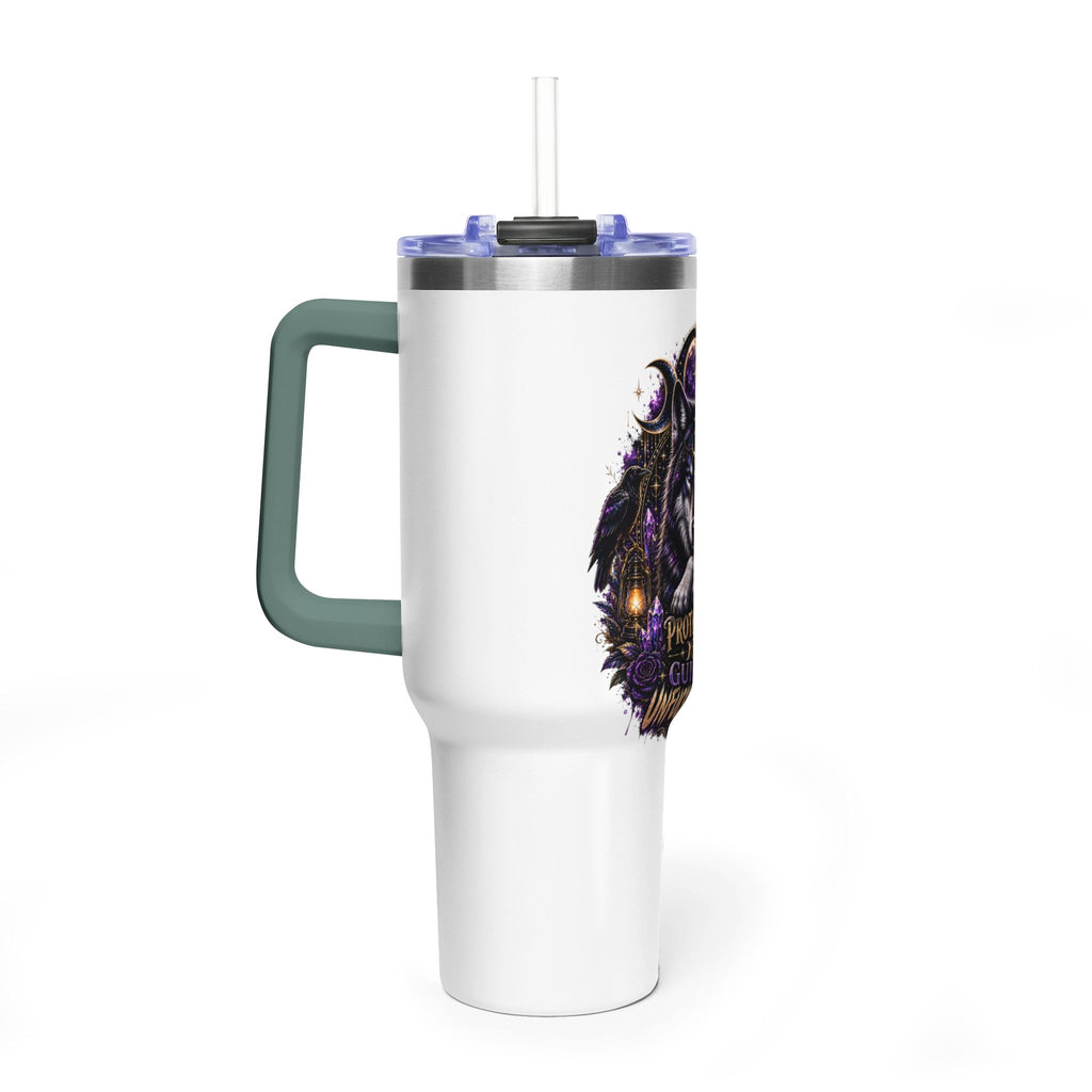 40oz Vacuum Tumbler — 'Protected & Guided' Mystic Wolf Thermal Mug