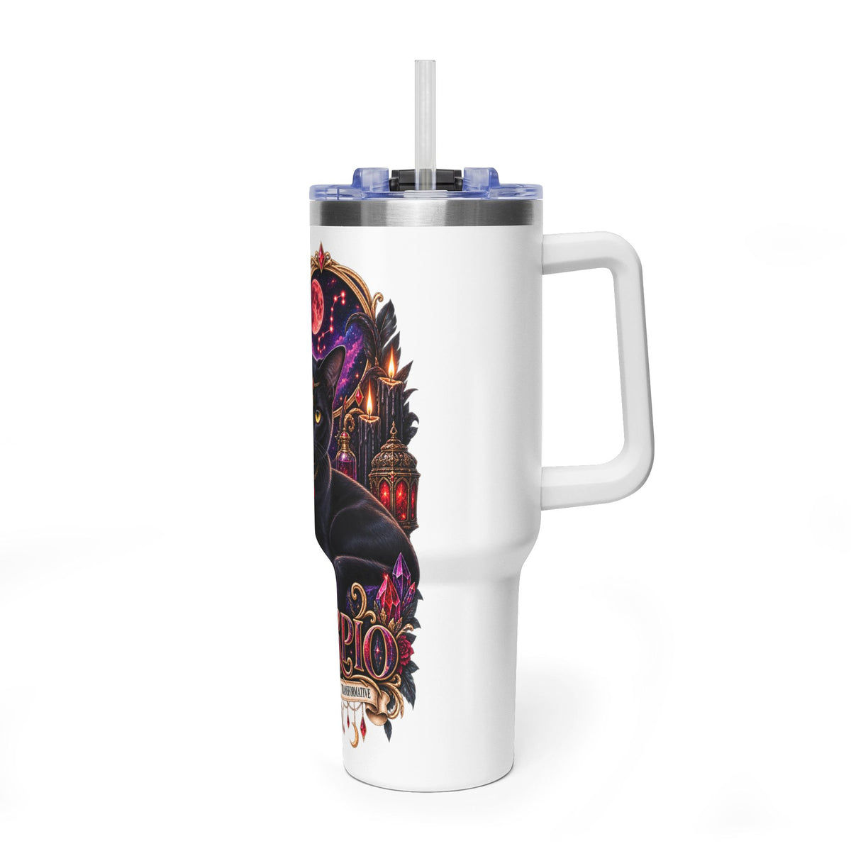 Scorpio Black Bombay Cat 40oz Vacuum Tumbler – Zodiac Black Cat Insulated Travel Mug