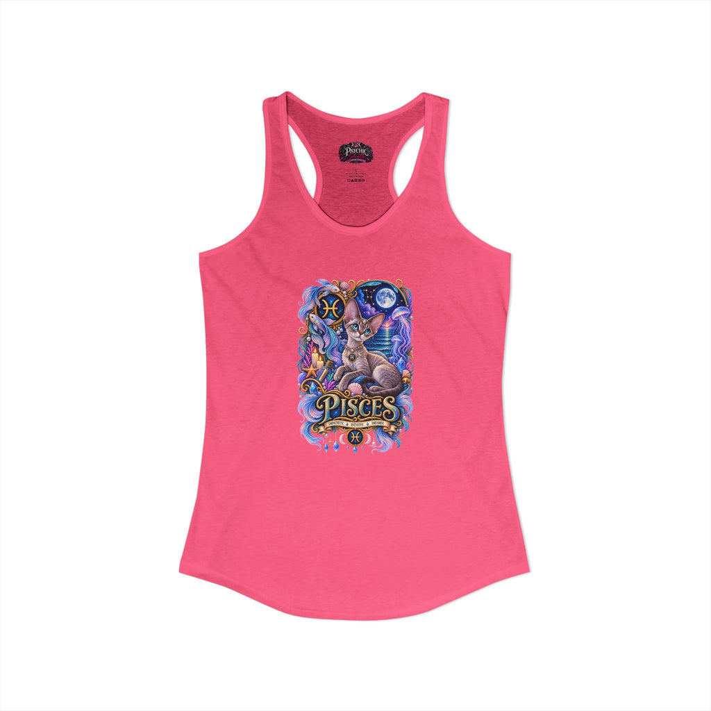 Pisces Devon Rex Cat Zodiac Tank- Celestial Astrology Cat Lover Tank
