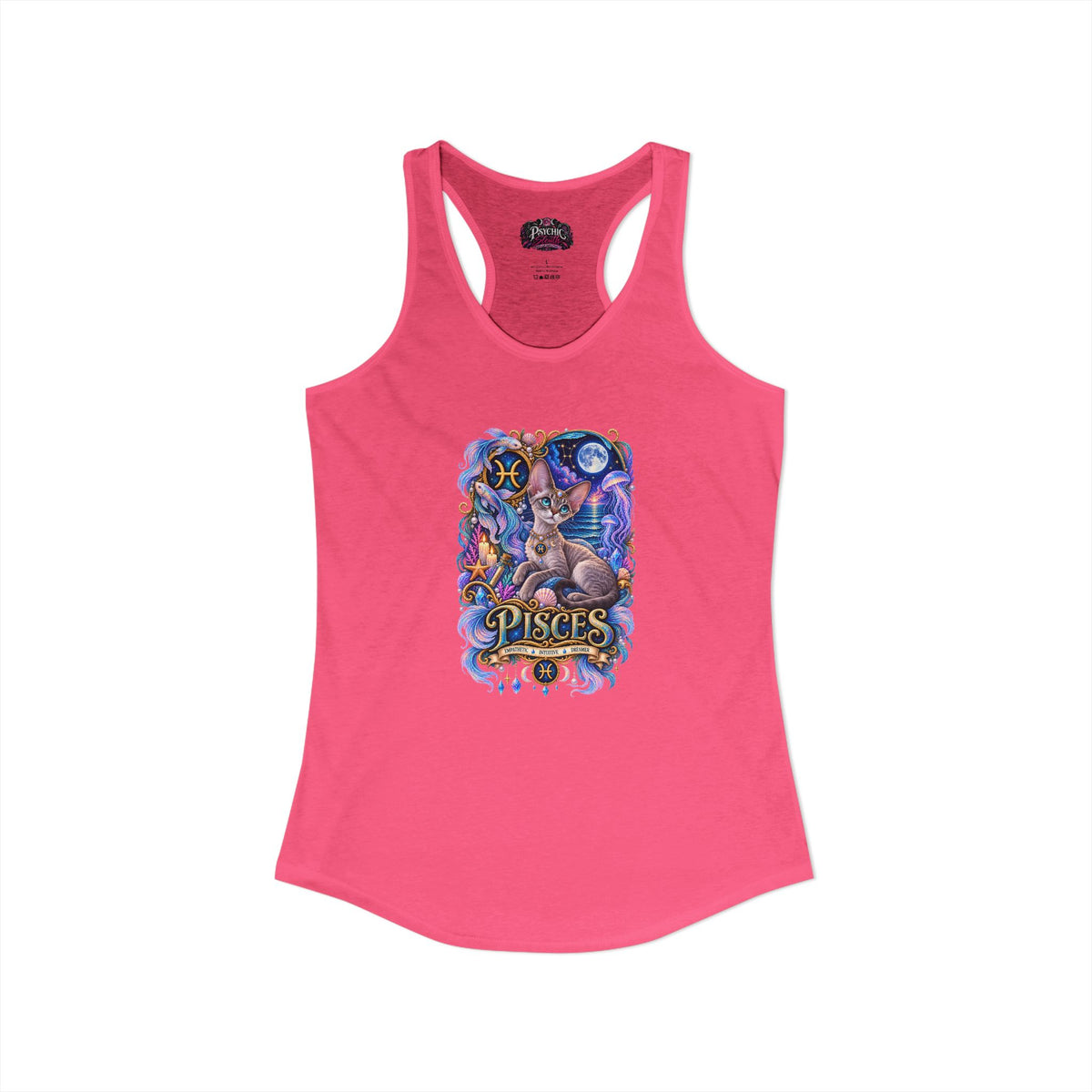 Pisces Devon Rex Cat Zodiac Tank- Celestial Astrology Cat Lover Tank