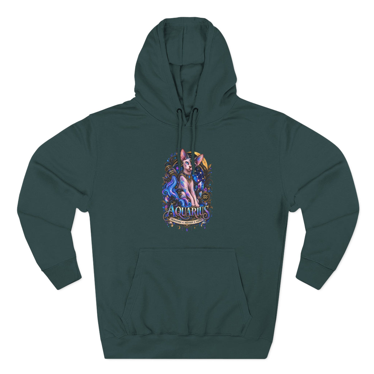 Aquarius Sphynx Cat Zodiac Hoodie- Celestial Astrology Cat Lover Sweatshirt