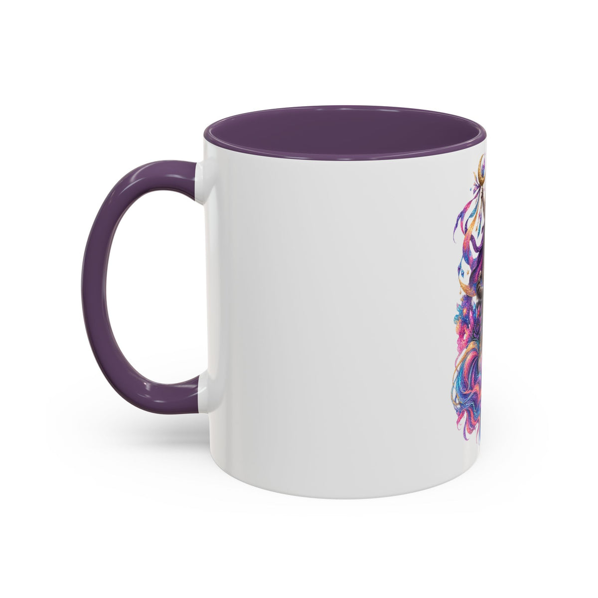 Magical Cat Knight on Unicorn Accent Coffee Mug — Colorful Fantasy 11/15oz