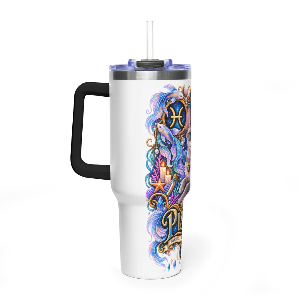 Pisces Devon Rex Cat 40oz Tumbler — Zodiac Vacuum Insulated Travel Cup
