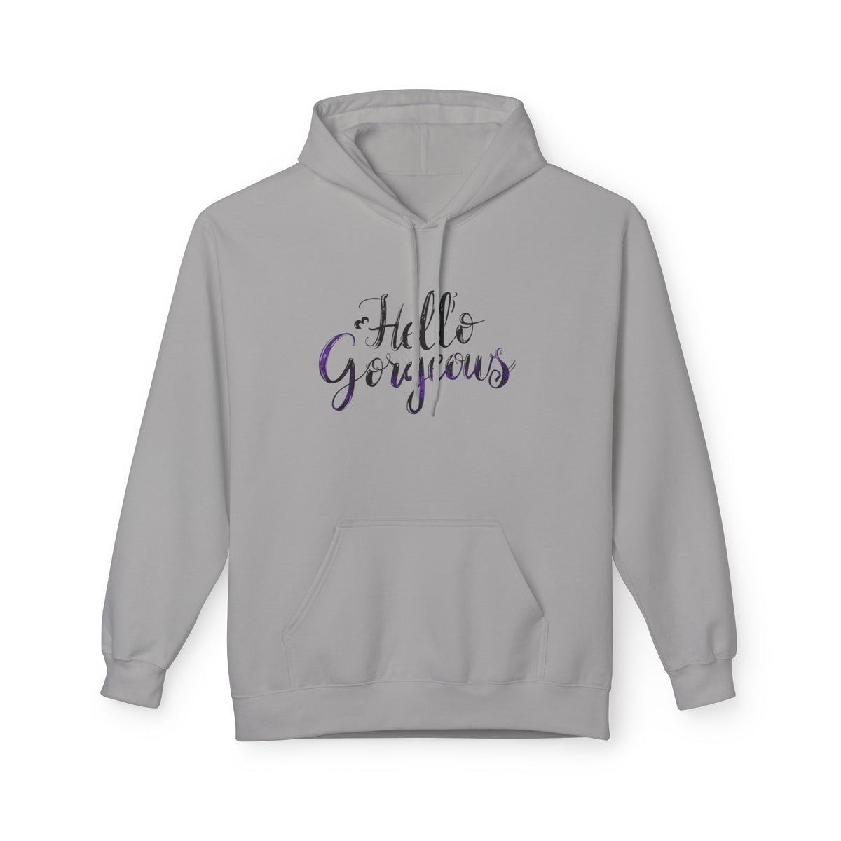 Hello Gorgeous Hoodie — Feminine Script Pullover for Women, Cute Gift for Friends & Self-Care