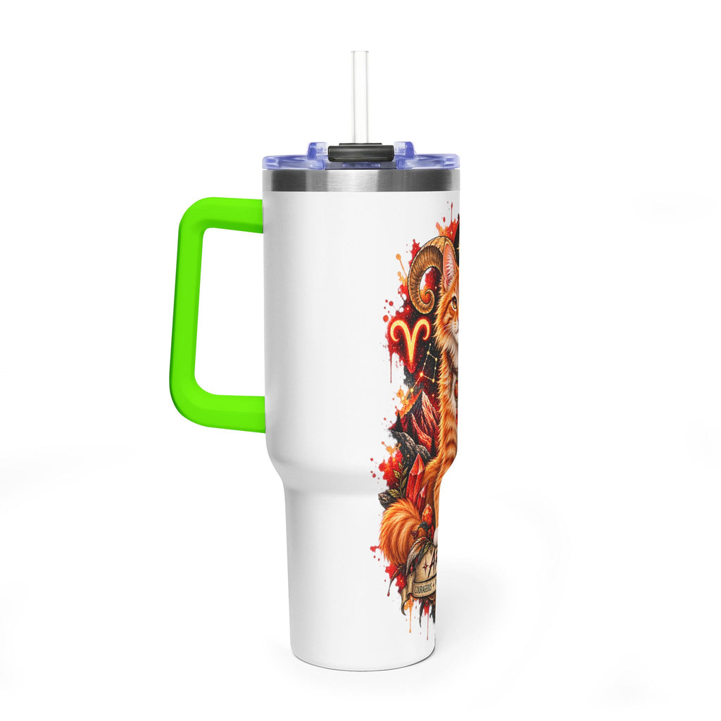 Aries Orange Tabby Cat Zodiac 40oz Tumbler – Astrological Stainless Travel Cup