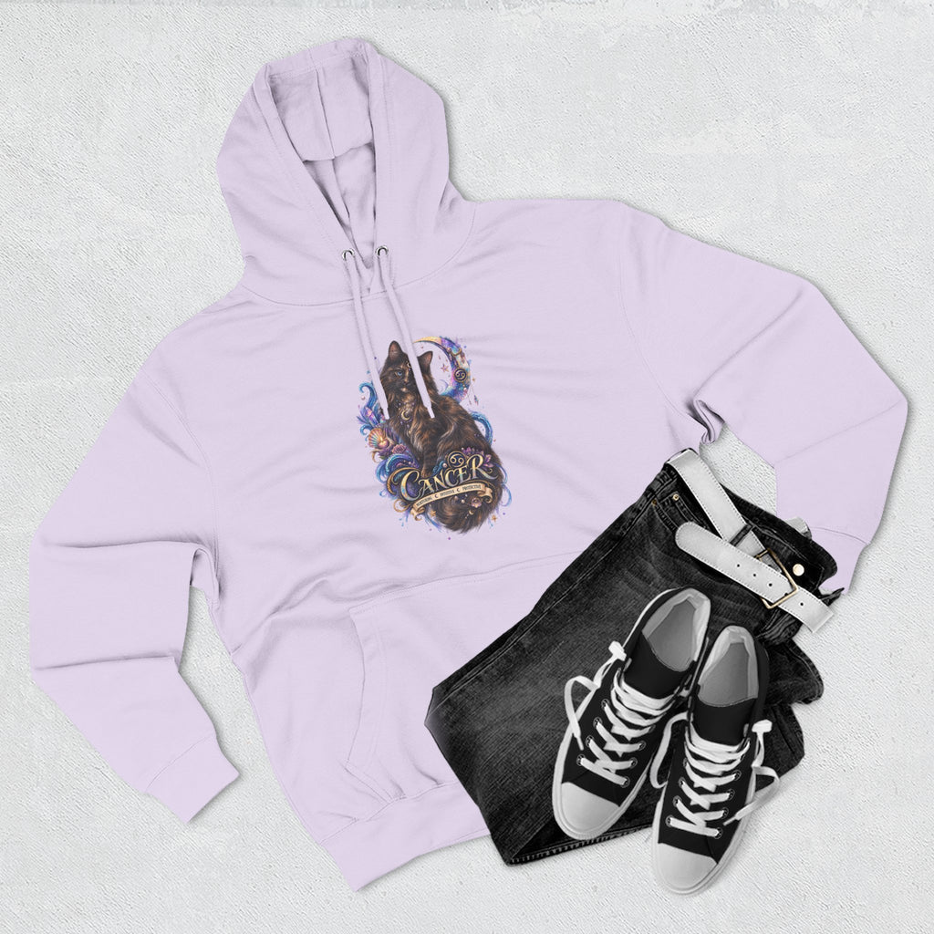 Cancer Tortoiseshell Cat Zodiac Hoodie — Zodiac Cat Graphic Fleece Pullover