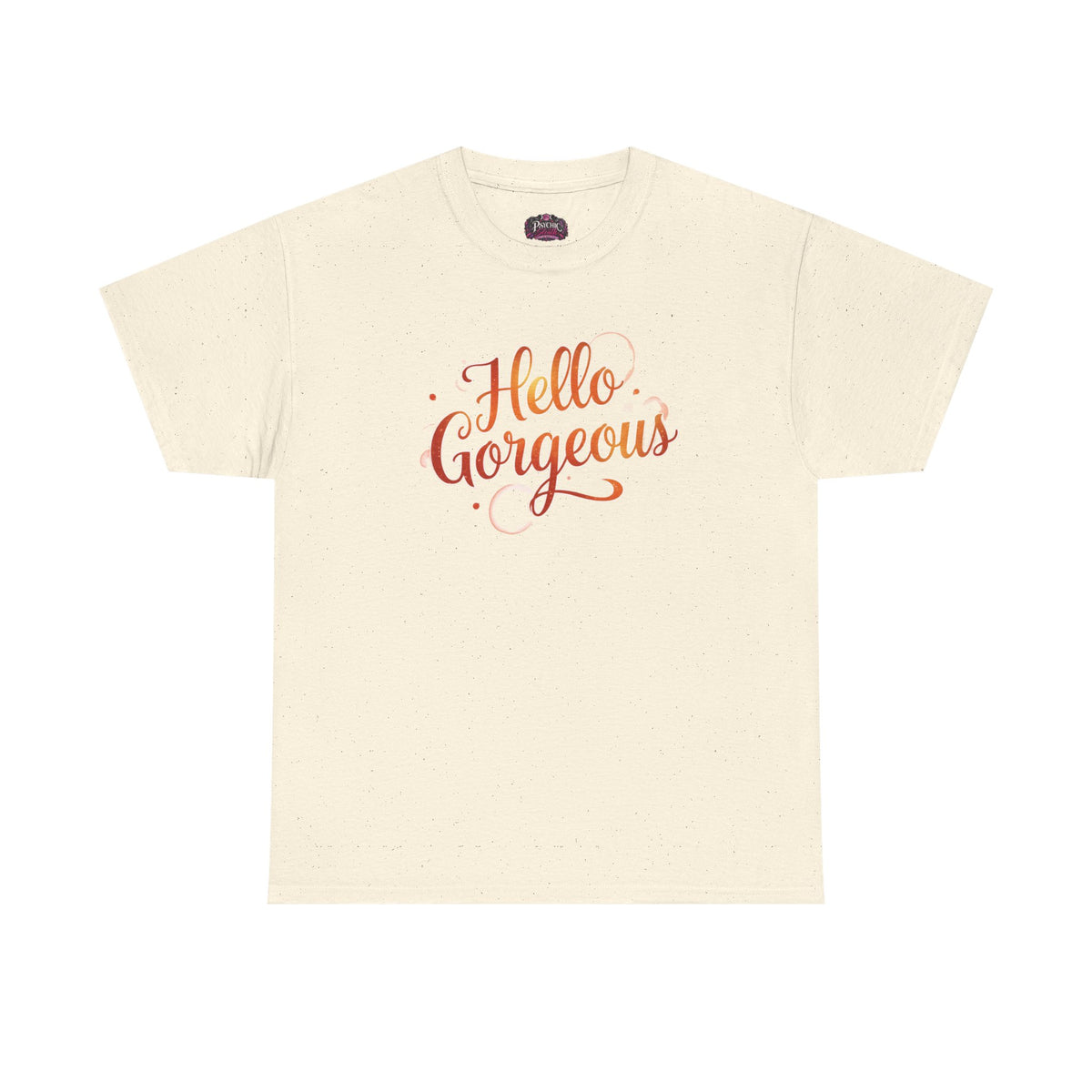 Hello Gorgeous Sunset T-Shirt — Feminine Script Graphic Tee