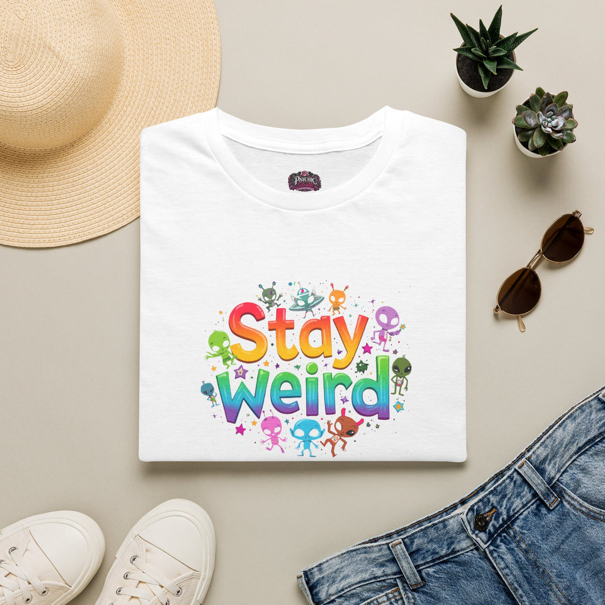 Stay Weird T-Shirt — Colorful Cute Alien Graphic Tee