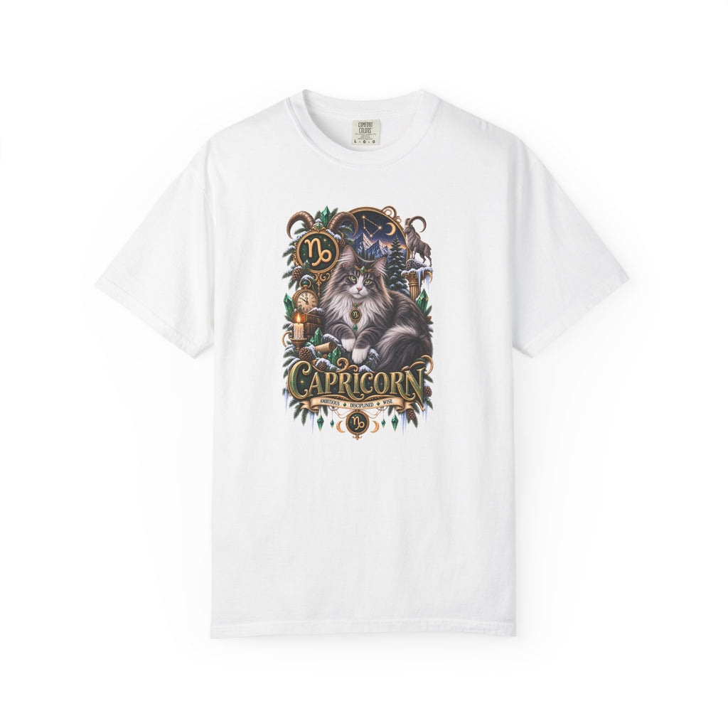 Capricorn Zodiac Norwegian Mountain Cat T-Shirt — Astrological Horoscope Tee
