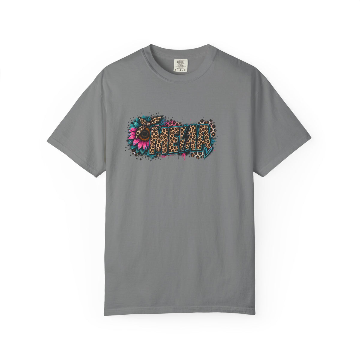 MEMA Leopard Floral Logo T-Shirt — Vintage Animal Print Graphic Tee