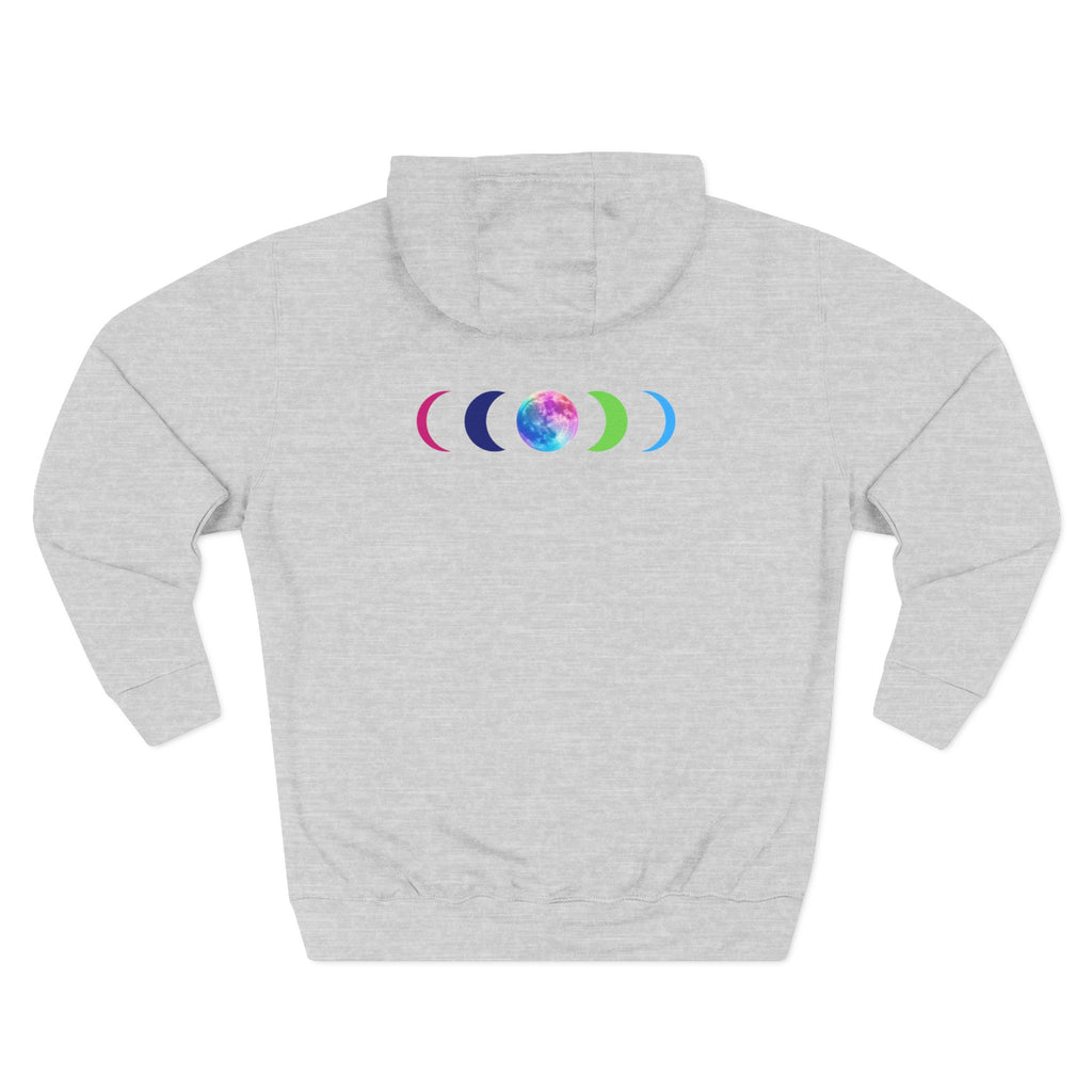 Rainbow Wolf Silhouette Hoodie | Colorful Moon Graphic
