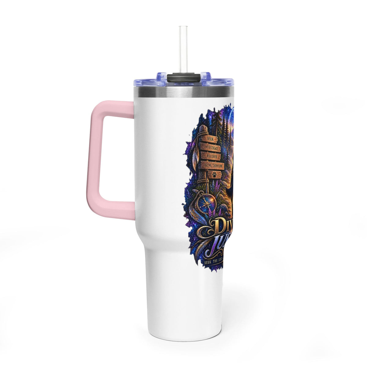 40oz Vacuum Tumbler – “Divine Justice” Support the mission