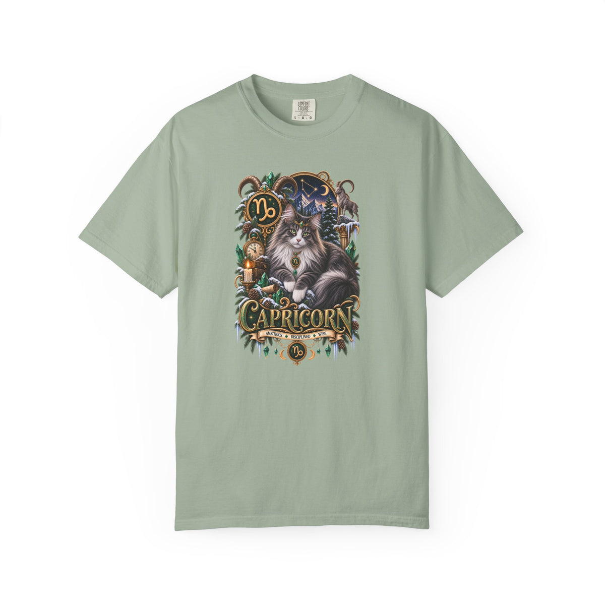 Capricorn Zodiac Norwegian Mountain Cat T-Shirt — Astrological Horoscope Tee