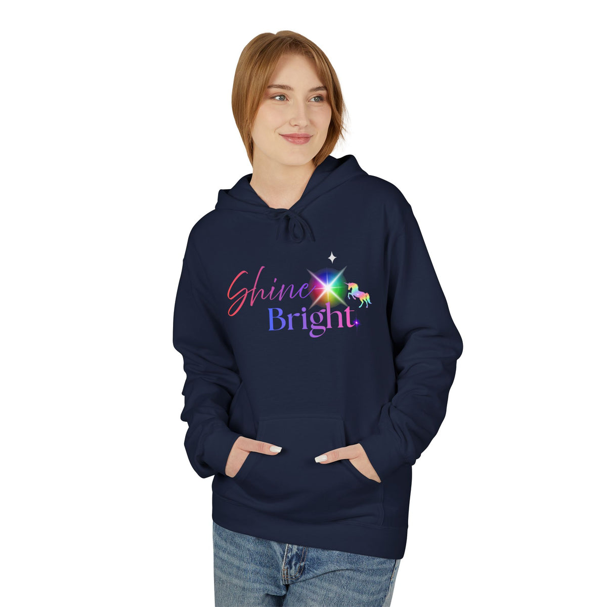 Shine Bright Pastel Hoodie — Inspirational Rainbow Graphic Hoodie