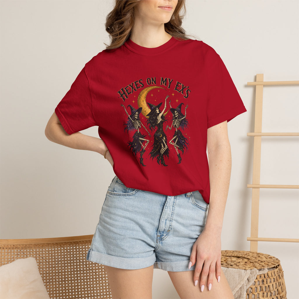 Witches and skeleton Graphic T-Shirt — "Hexes On My Ex's" Moon Witch Tee