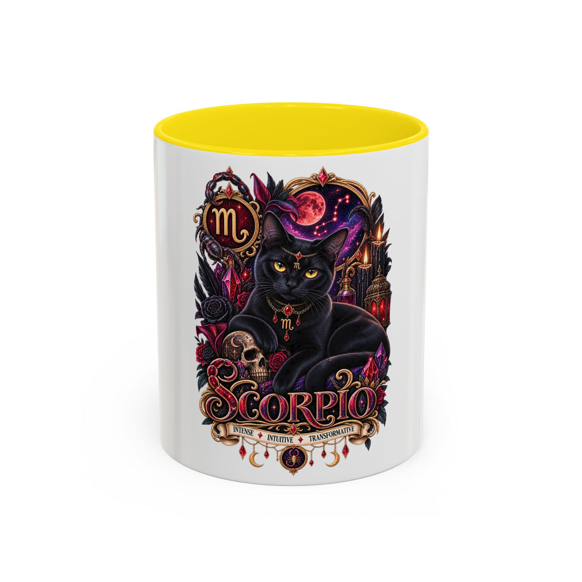 Scorpio Zodiac Black Cat Accent Coffee Mug – Astrology Gift (11oz & 15oz)