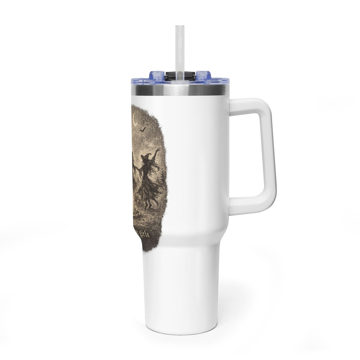 40oz Thermal Tumbler — Vintage Witch Dance "Girls Will Be Girls" Design
